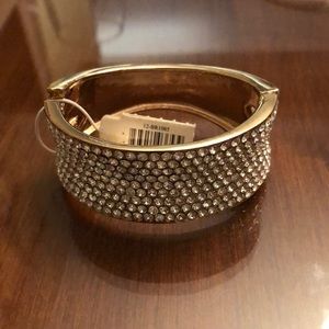 Never Worn Gold and Clear Stone Hinge Bangle